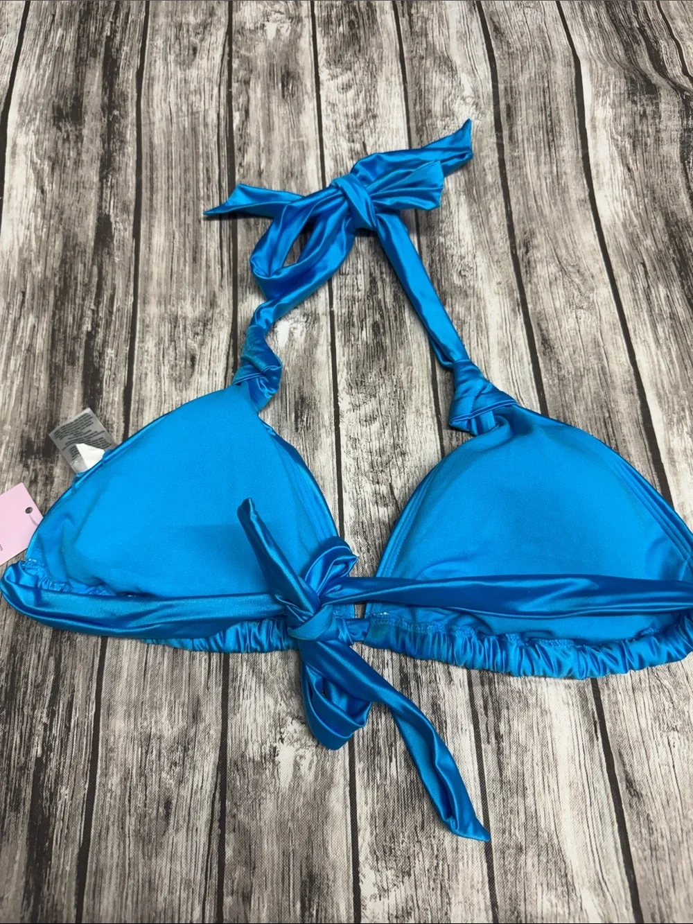 wild fable Shiny Blue Triangle Bikini Top